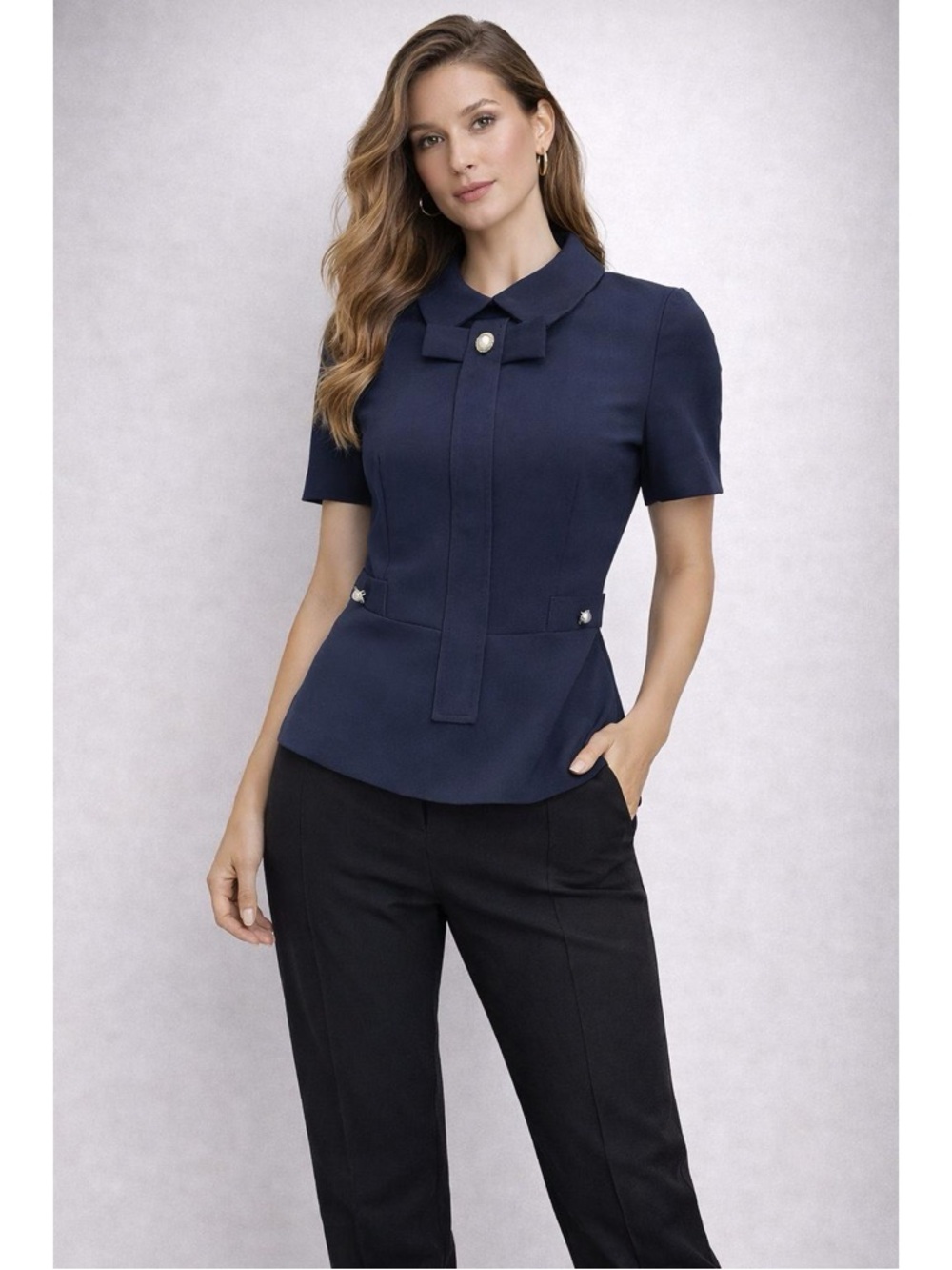 Sandra Angelozzi Navy Blouse Size 36